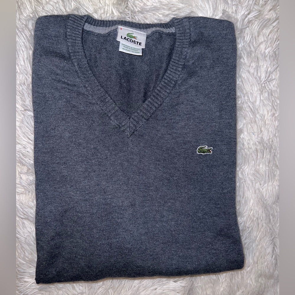 100% Cotton Lacoste Men's Gray Sweater